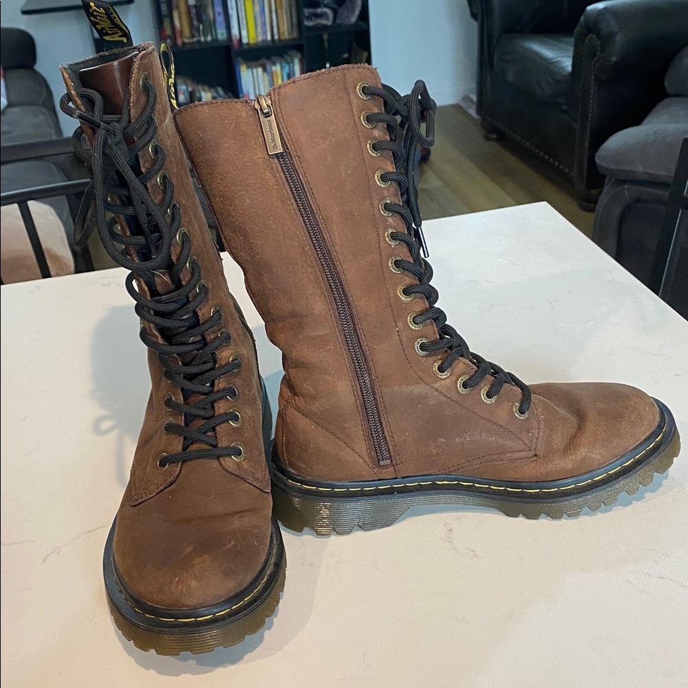 Lovingly worn Dr Martens Brown Lace-Up Women's Boots - Picture 2 of 5